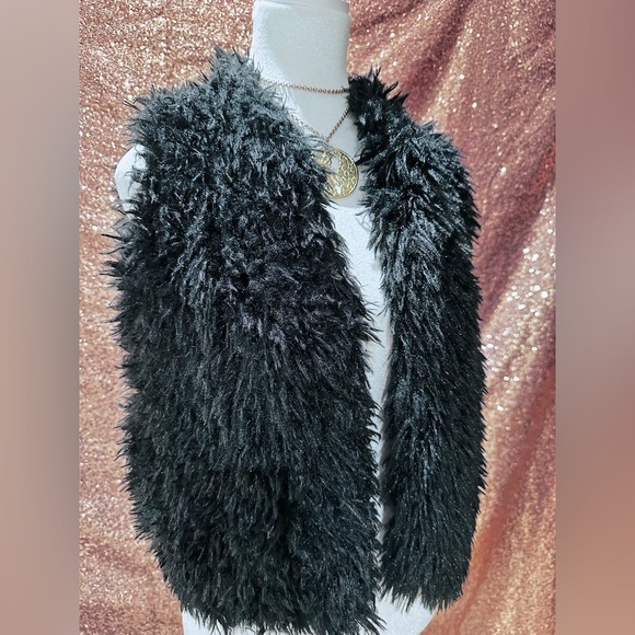 Love Jackets & Blazers - Fur Vest With Pockets- SIZE SMALL Beautiful BLACK Color